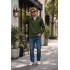 COOFANDY Mens Quarter Zip Pullover Fleece Mock Neck Casual Sweatshirt 2026(Army Green)