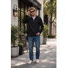 COOFANDY Mens Quarter Zip Pullover Fleece Mock Neck Casual Sweatshirt 2026(Black)