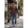 COOFANDY Mens Quarter Zip Pullover Fleece Mock Neck Casual Sweatshirt 2026(Brown-a)