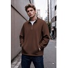 COOFANDY Mens Quarter Zip Pullover Fleece Mock Neck Casual Sweatshirt 2026(Brown-a)
