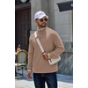 COOFANDY Mens Quarter Zip Pullover Fleece Mock Neck Casual Sweatshirt 2026(Khaki)