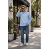 COOFANDY Mens Quarter Zip Pullover Fleece Mock Neck Casual Sweatshirt 2026(Light Blue)