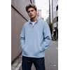 COOFANDY Mens Quarter Zip Pullover Fleece Mock Neck Casual Sweatshirt 2026(Light Blue)