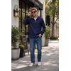 COOFANDY Mens Quarter Zip Pullover Fleece Mock Neck Casual Sweatshirt 2026(Navy Blue)
