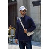 COOFANDY Mens Quarter Zip Pullover Fleece Mock Neck Casual Sweatshirt 2026(Navy Blue)