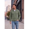 COOFANDY Men’s Quarter Zip Pullover Fleece Sweatshirt with Zipper Pockets(Army Green)