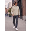 COOFANDY Men’s Quarter Zip Pullover Fleece Sweatshirt with Zipper Pockets(Beige)