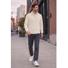 COOFANDY Men’s Quarter Zip Pullover Fleece Sweatshirt with Zipper Pockets(Cream)