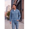 COOFANDY Men’s Quarter Zip Pullover Fleece Sweatshirt with Zipper Pockets(Denim Blue)