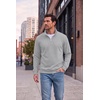 COOFANDY Men’s Quarter Zip Pullover Fleece Sweatshirt with Zipper Pockets(Light Grey)