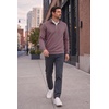 COOFANDY Men’s Quarter Zip Pullover Fleece Sweatshirt with Zipper Pockets(Mauve)