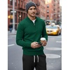 COOFANDY Men’s Quarter Zip Up Sweaters Slim Fit Lightweight Mock Pullover(A-dark Green)