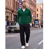 COOFANDY Men’s Quarter Zip Up Sweaters Slim Fit Lightweight Mock Pullover(A-dark Green)