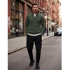 COOFANDY Men’s Quarter Zip Up Sweaters Slim Fit Lightweight Mock Pullover(Army Green)