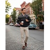 COOFANDY Men’s Quarter Zip Up Sweaters Slim Fit Lightweight Mock Pullover(Black & Dark Heather Grey)