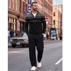 COOFANDY Men’s Quarter Zip Up Sweaters Slim Fit Lightweight Mock Pullover(Black & Dark Heather Grey)
