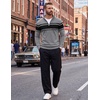 COOFANDY Men’s Quarter Zip Up Sweaters Slim Fit Lightweight Mock Pullover(Black & Heather Grey)