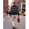 COOFANDY Men’s Quarter Zip Up Sweaters Slim Fit Lightweight Mock Pullover(Black & White & Green Pattern)