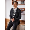 COOFANDY Men’s Quarter Zip Up Sweaters Slim Fit Lightweight Mock Pullover(Black & White & Grey Stripe)