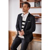 COOFANDY Men’s Quarter Zip Up Sweaters Slim Fit Lightweight Mock Pullover(Black & White Stripe)