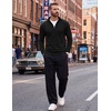 COOFANDY Men’s Quarter Zip Up Sweaters Slim Fit Lightweight Mock Pullover(Black)