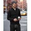 COOFANDY Men’s Quarter Zip Up Sweaters Slim Fit Lightweight Mock Pullover(Black)