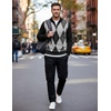 COOFANDY Men’s Quarter Zip Up Sweaters Slim Fit Lightweight Mock Pullover(Black Argyle)