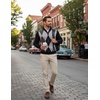 COOFANDY Men’s Quarter Zip Up Sweaters Slim Fit Lightweight Mock Pullover(Black Argyle)