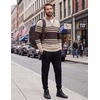 COOFANDY Men’s Quarter Zip Up Sweaters Slim Fit Lightweight Mock Pullover(Brown & Beige)
