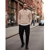 COOFANDY Men’s Quarter Zip Up Sweaters Slim Fit Lightweight Mock Pullover(Champagne)