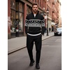 COOFANDY Men’s Quarter Zip Up Sweaters Slim Fit Lightweight Mock Pullover(Christmas Black & White)