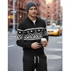 COOFANDY Men’s Quarter Zip Up Sweaters Slim Fit Lightweight Mock Pullover(Christmas Black & White)