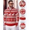 COOFANDY Men’s Quarter Zip Up Sweaters Slim Fit Lightweight Mock Pullover(Christmas Red & Elk)