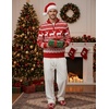 COOFANDY Men’s Quarter Zip Up Sweaters Slim Fit Lightweight Mock Pullover(Christmas Red & Elk)