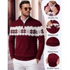 COOFANDY Men’s Quarter Zip Up Sweaters Slim Fit Lightweight Mock Pullover(Christmas Red & White)