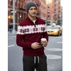 COOFANDY Men’s Quarter Zip Up Sweaters Slim Fit Lightweight Mock Pullover(Christmas Red & White)
