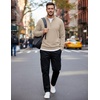 COOFANDY Men’s Quarter Zip Up Sweaters Slim Fit Lightweight Mock Pullover(Cream)