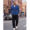 COOFANDY Men’s Quarter Zip Up Sweaters Slim Fit Lightweight Mock Pullover(Dark Blue)