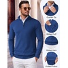 COOFANDY Men’s Quarter Zip Up Sweaters Slim Fit Lightweight Mock Pullover(Dark Blue)
