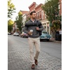 COOFANDY Men’s Quarter Zip Up Sweaters Slim Fit Lightweight Mock Pullover(Dark Heather Grey & Black Stripe)