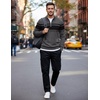 COOFANDY Men’s Quarter Zip Up Sweaters Slim Fit Lightweight Mock Pullover(Dark Heather Grey & Black Stripe)
