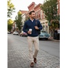 COOFANDY Men’s Quarter Zip Up Sweaters Slim Fit Lightweight Mock Pullover(Deep Blue)