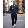 COOFANDY Men’s Quarter Zip Up Sweaters Slim Fit Lightweight Mock Pullover(Deep Blue)