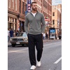 COOFANDY Men’s Quarter Zip Up Sweaters Slim Fit Lightweight Mock Pullover(Grey)