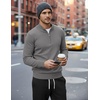 COOFANDY Men’s Quarter Zip Up Sweaters Slim Fit Lightweight Mock Pullover(Grey)