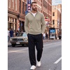 COOFANDY Men’s Quarter Zip Up Sweaters Slim Fit Lightweight Mock Pullover(Khaki)