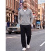 COOFANDY Men’s Quarter Zip Up Sweaters Slim Fit Lightweight Mock Pullover(Light Grey)