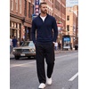 COOFANDY Men’s Quarter Zip Up Sweaters Slim Fit Lightweight Mock Pullover(Navy Blue)