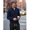 COOFANDY Men’s Quarter Zip Up Sweaters Slim Fit Lightweight Mock Pullover(Navy Blue)