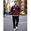 COOFANDY Men’s Quarter Zip Up Sweaters Slim Fit Lightweight Mock Pullover(Red & Black Stripe)